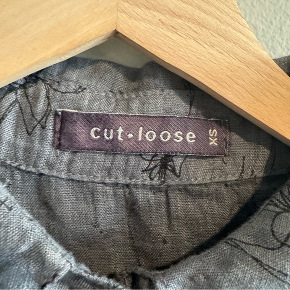 Cut Loose Button Up Shirt Floral Linen Lagenlook Beach Relaxed Fit XS - Picture 4 of 6